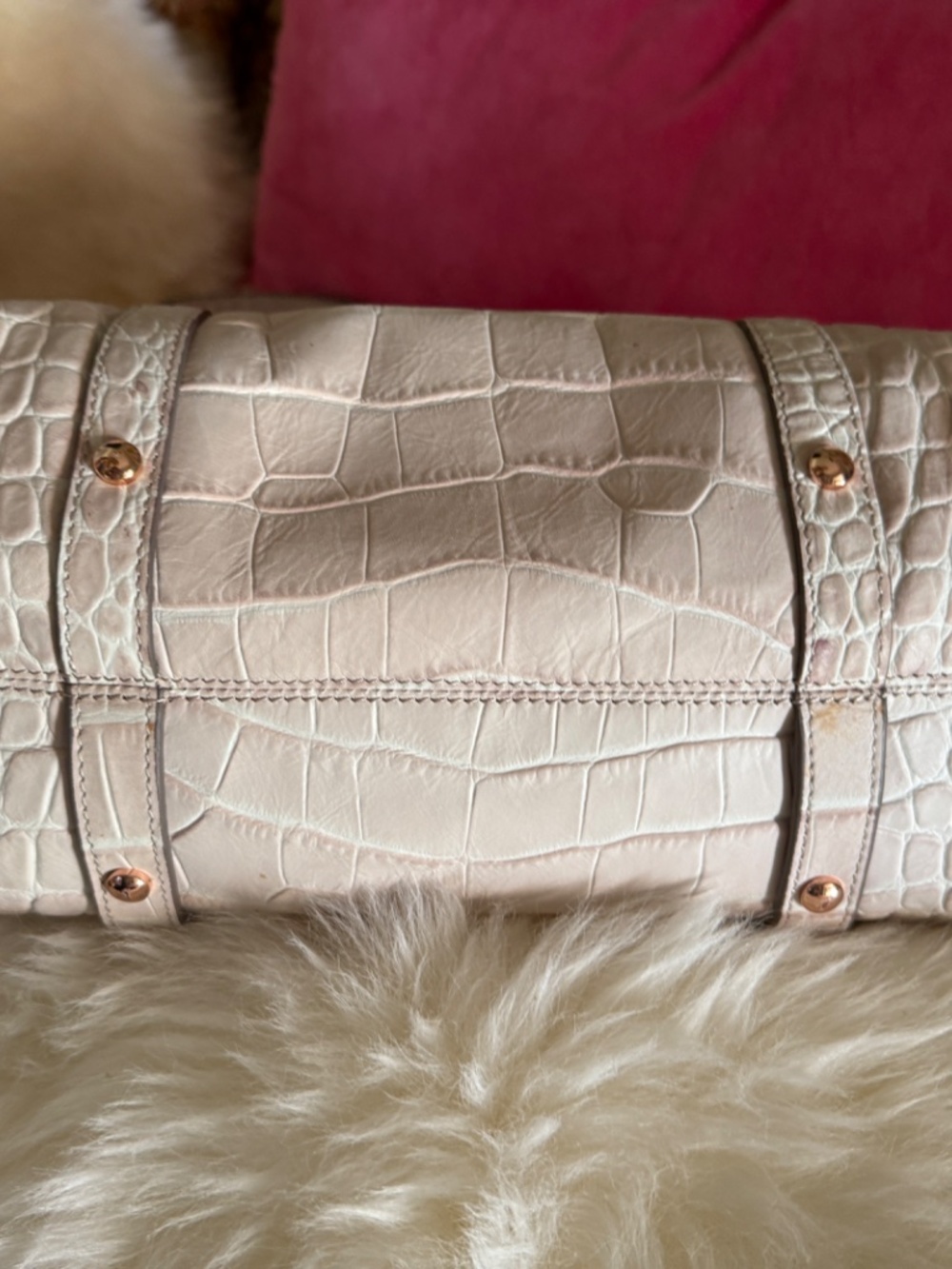 Kooba Bag Sabrina Blush Pink Croc-Print Tote Crocodile Gossip Girl purse NWT - Picture 9 of 16